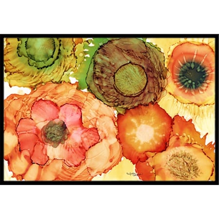 Carolines Treasures Abstract Flowers Blossoms Indoor or Outdoor Mat- 18 x 27 in. 8970MAT
